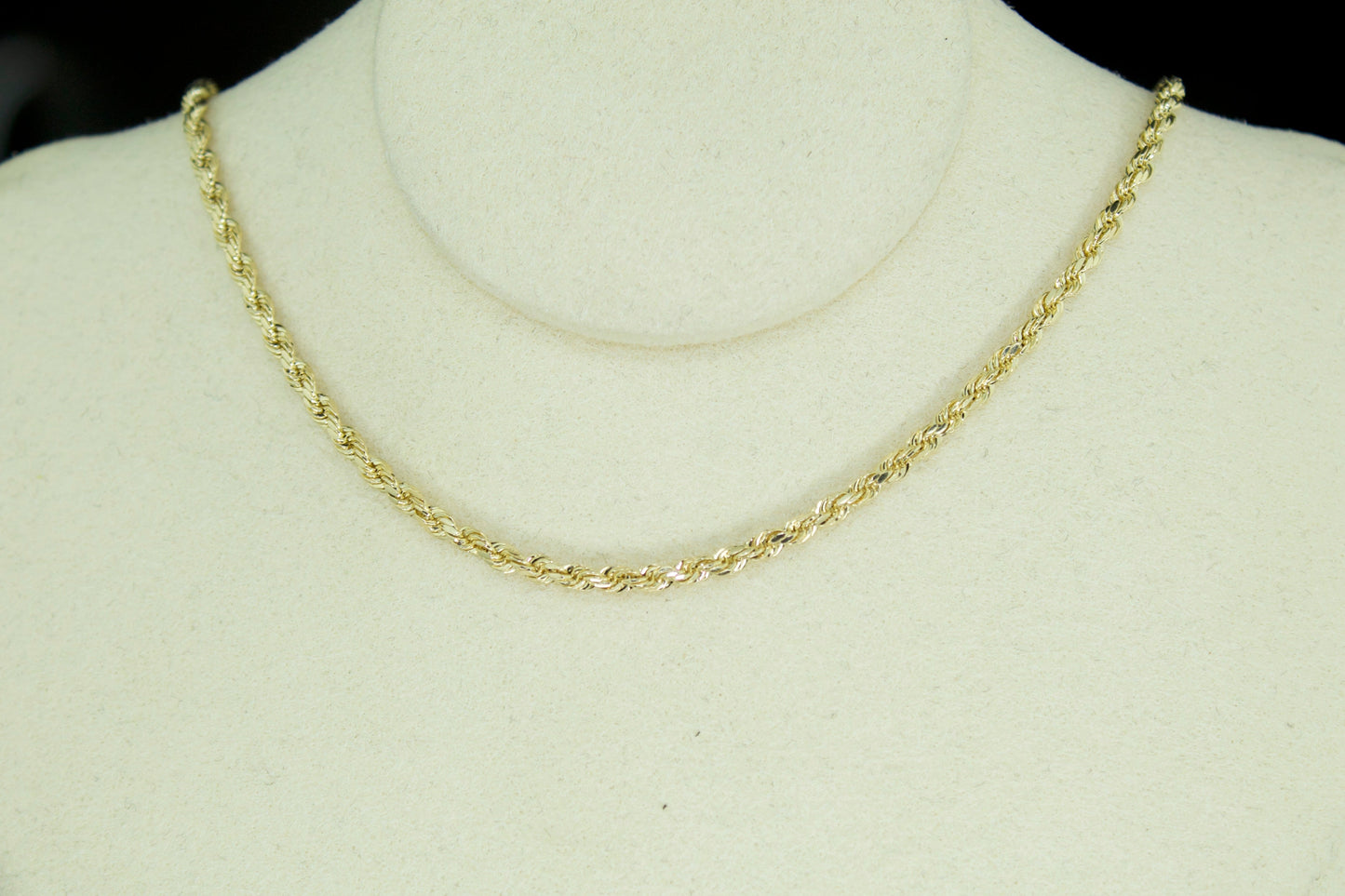 14K Hollow Diamond-Cut Rope Chain – 2.3mm | 20”