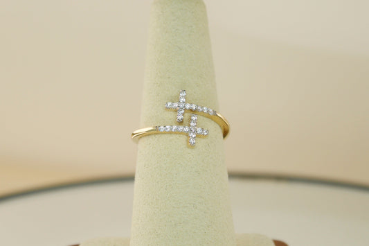 14K CZ Double Cross Ring | Size 7