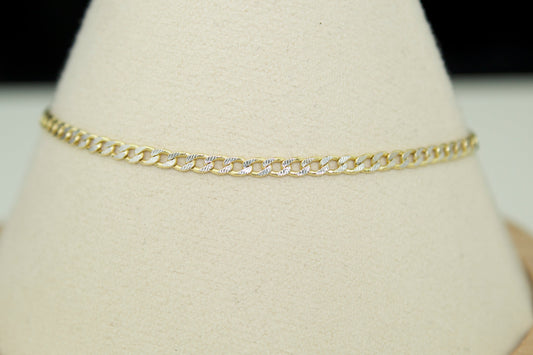 14K Two Tone Cuban Link Bracelet – 7.5" (2.2mm)