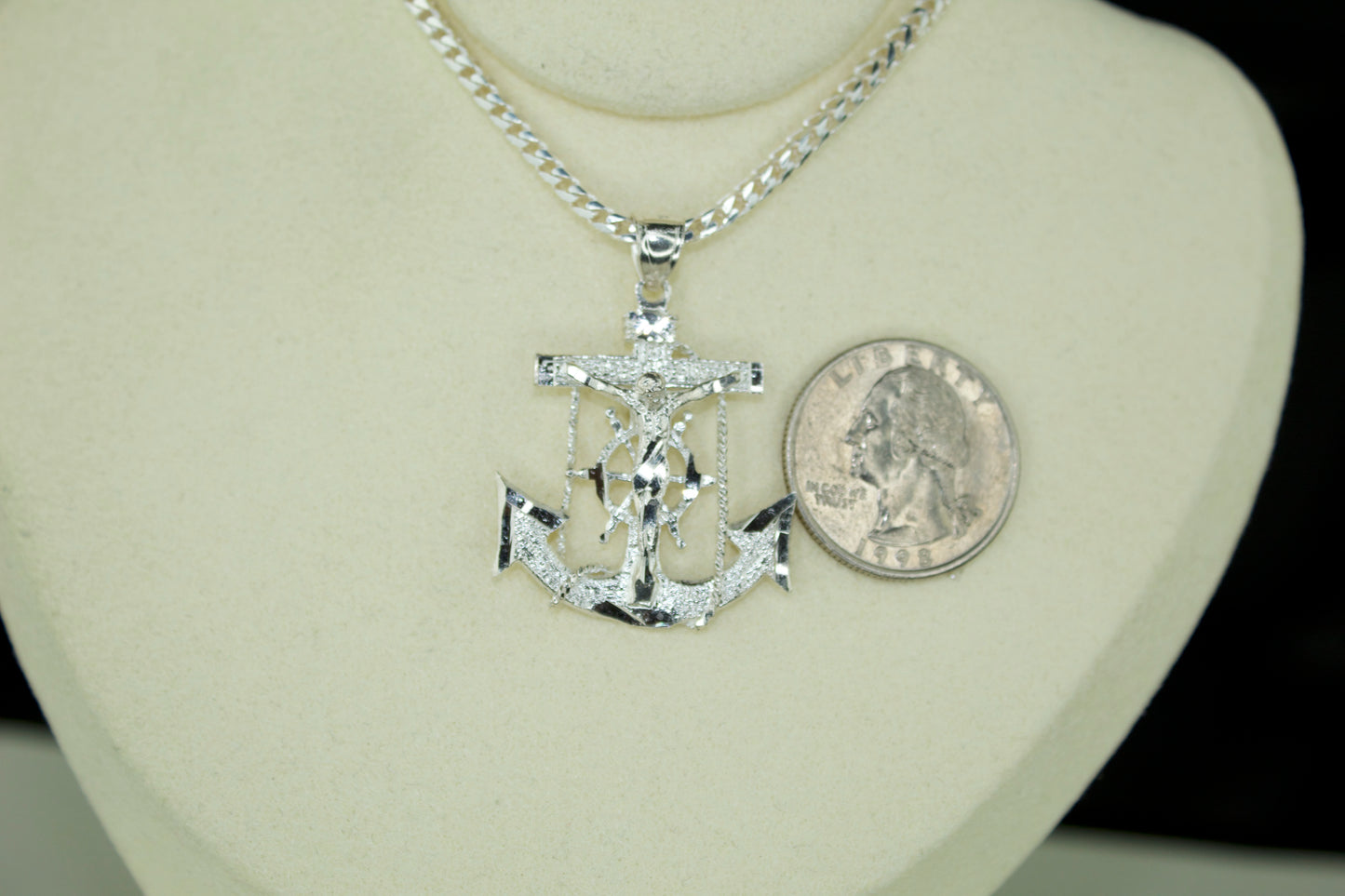 Large Anchor Cross Pendant .925 Silver