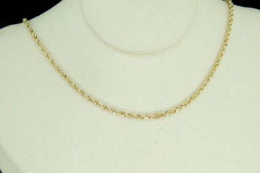 14K Solid Diamond-Cut Rope Chain – 2.1mm | 22”