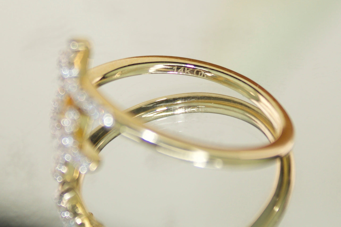 14K CZ Double Cross Ring | Size 7