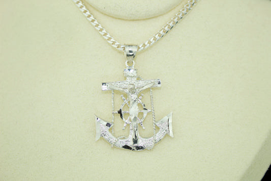 Large Anchor Cross Pendant .925 Silver