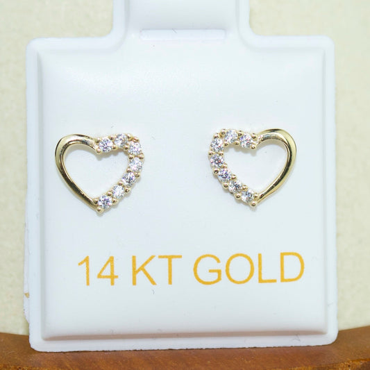 Heart Stud Earrings | 14K | Screw Back