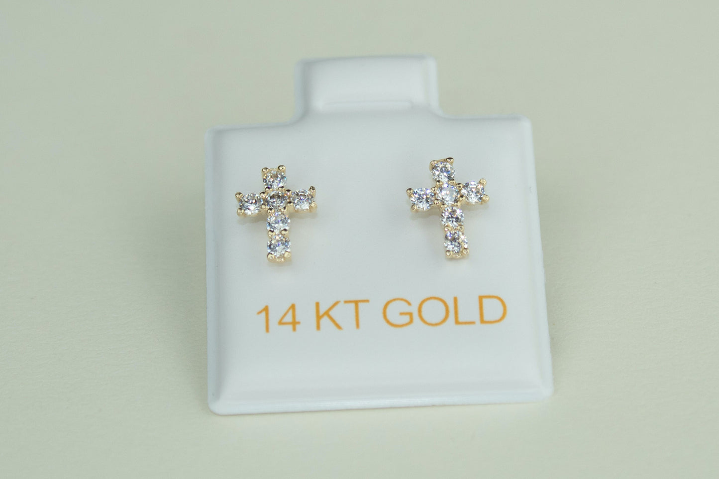 14K Gold Cross Stud Earrings