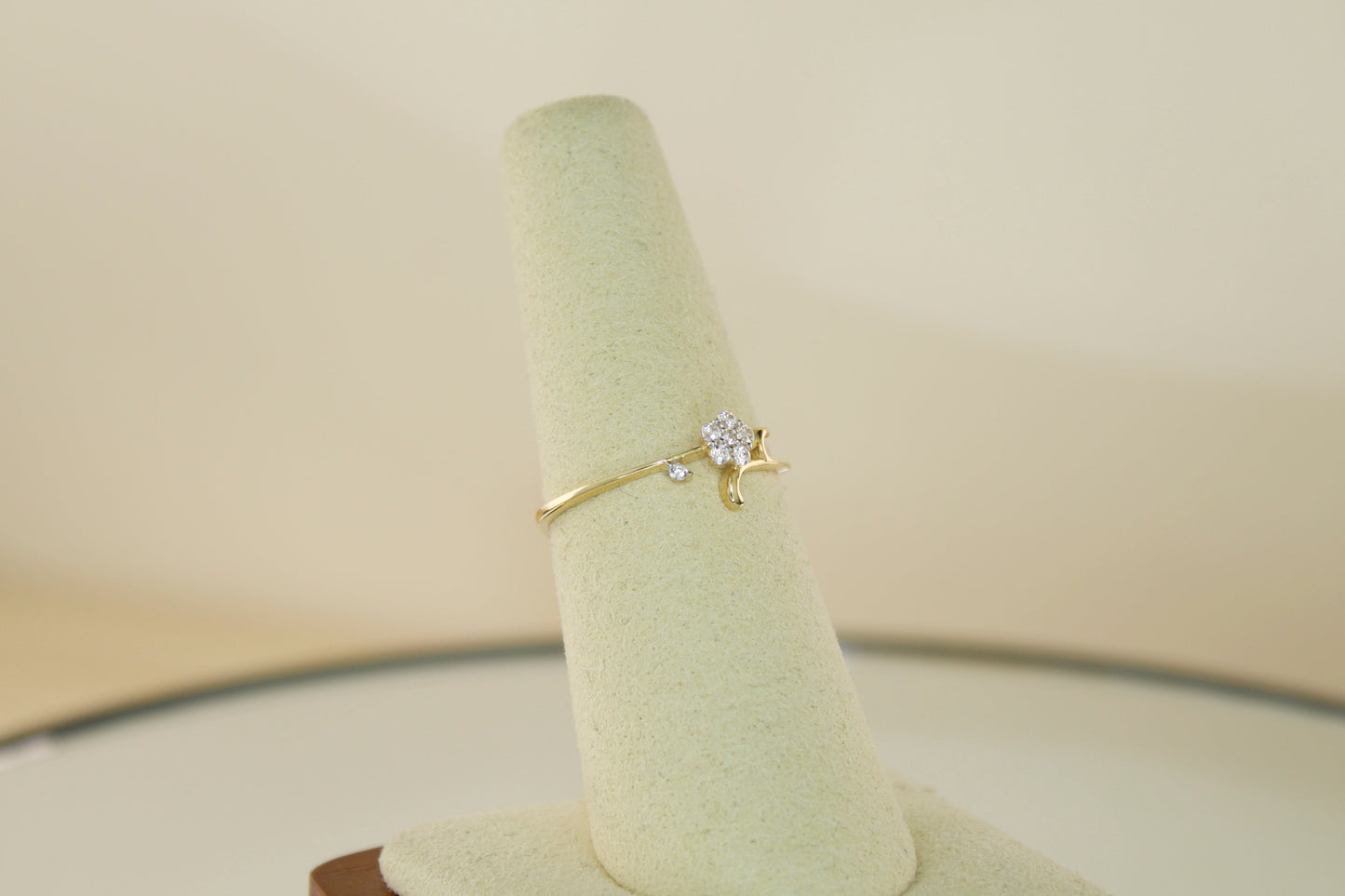 14K Flower Ring with CZ Accents | Size 7