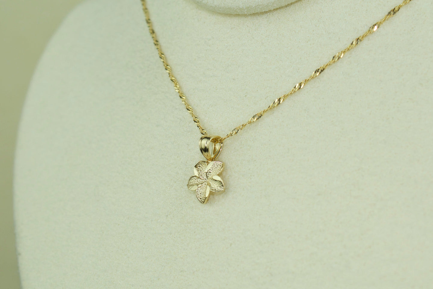 14K Eternal Hibiscus Set with Singapore Chain 18 Inch or 20 Inch