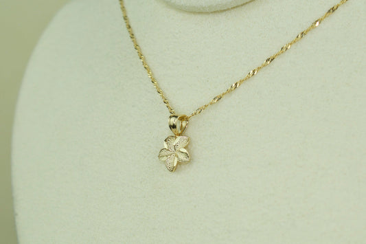 14K Eternal Hibiscus Set with Singapore Chain 18 Inch or 20 Inch