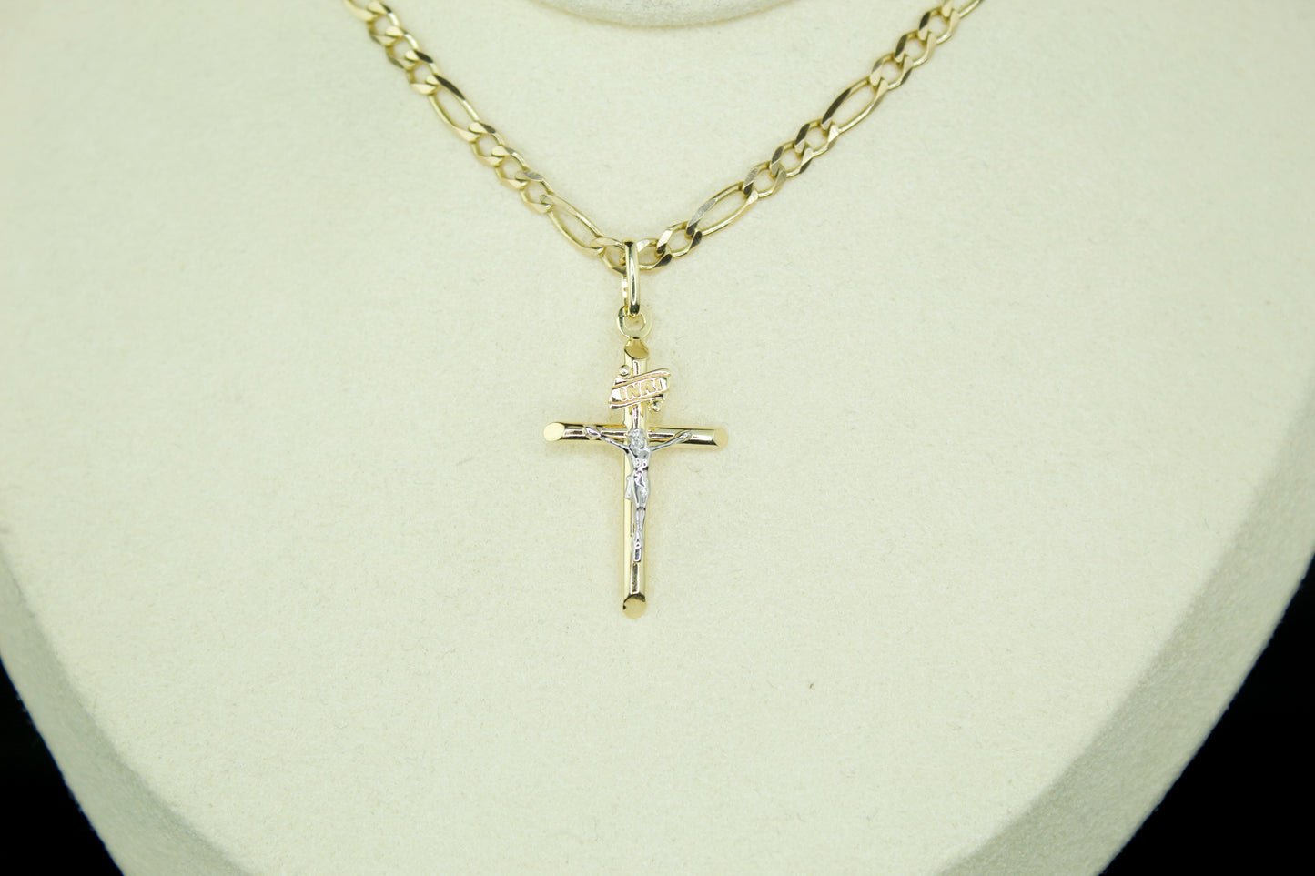 14K Handcrafted Crucifix Pendant – Two Tone