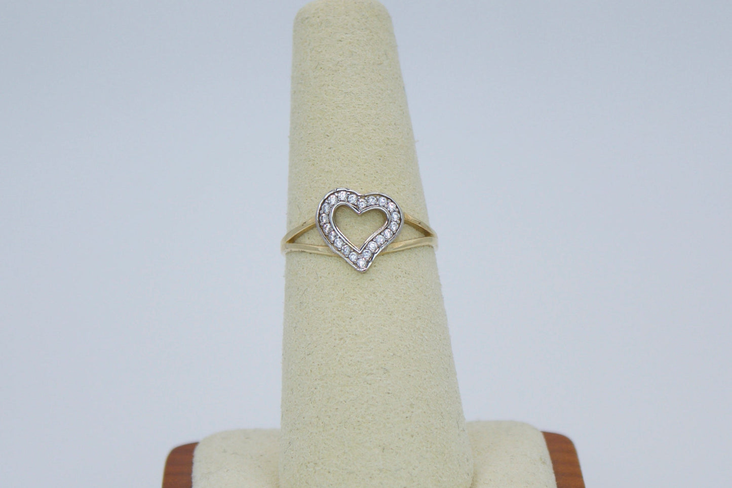 14K Solid Two Tone Open Heart Ring | Size 7