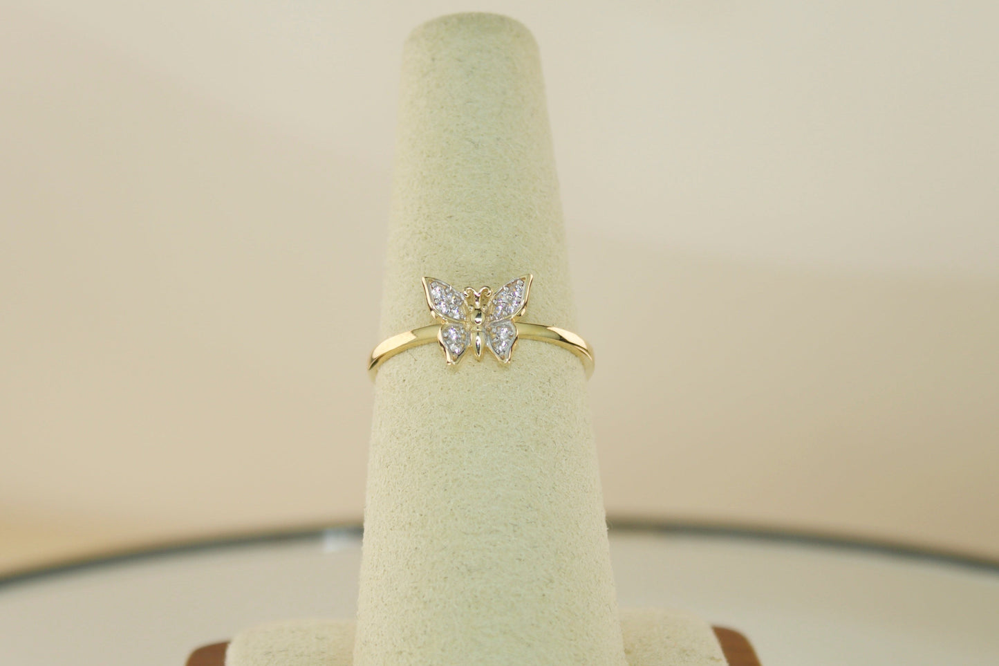 14K Butterfly Ring with CZ Accents | Size 7
