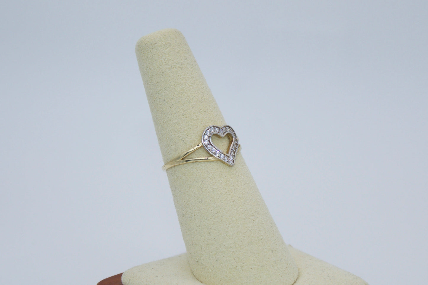 14K Solid Two Tone Open Heart Ring | Size 7