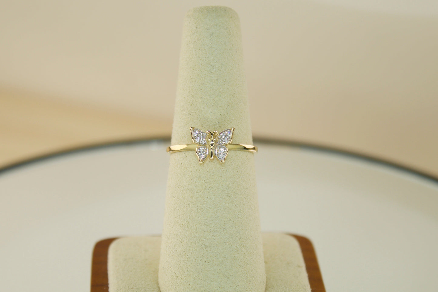 14K Butterfly Ring with CZ Accents | Size 7