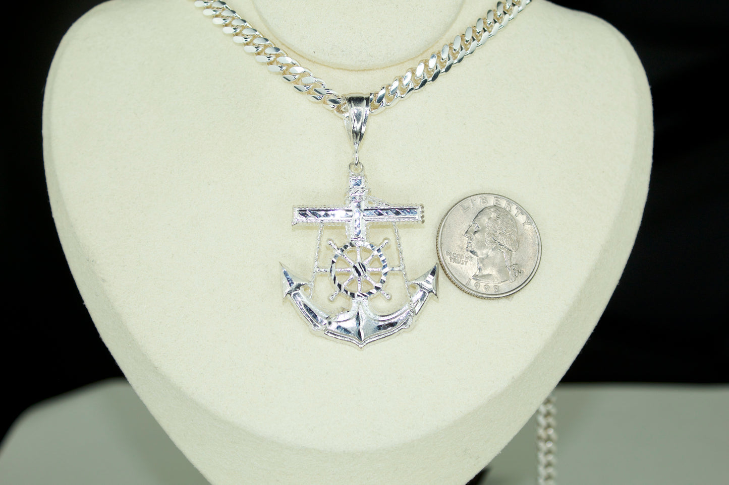 Large Anchor Cross Pendant .925 Silver
