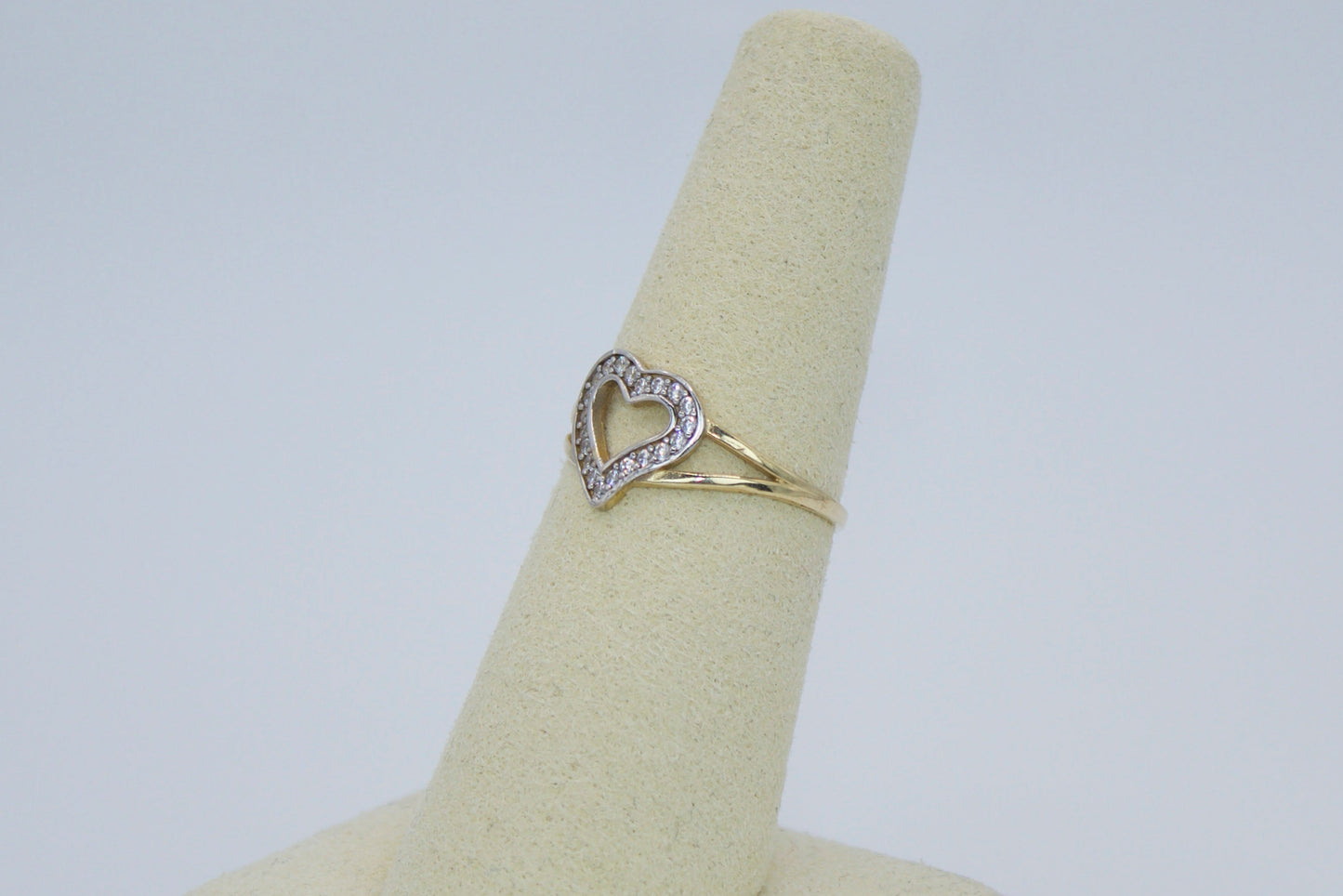 14K Solid Two Tone Open Heart Ring | Size 7