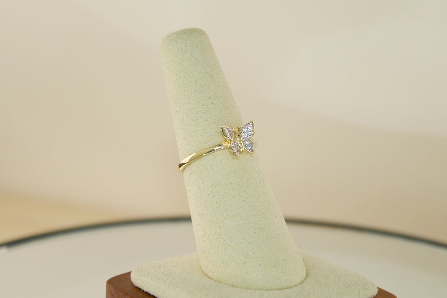 14K Butterfly Ring with CZ Accents | Size 7