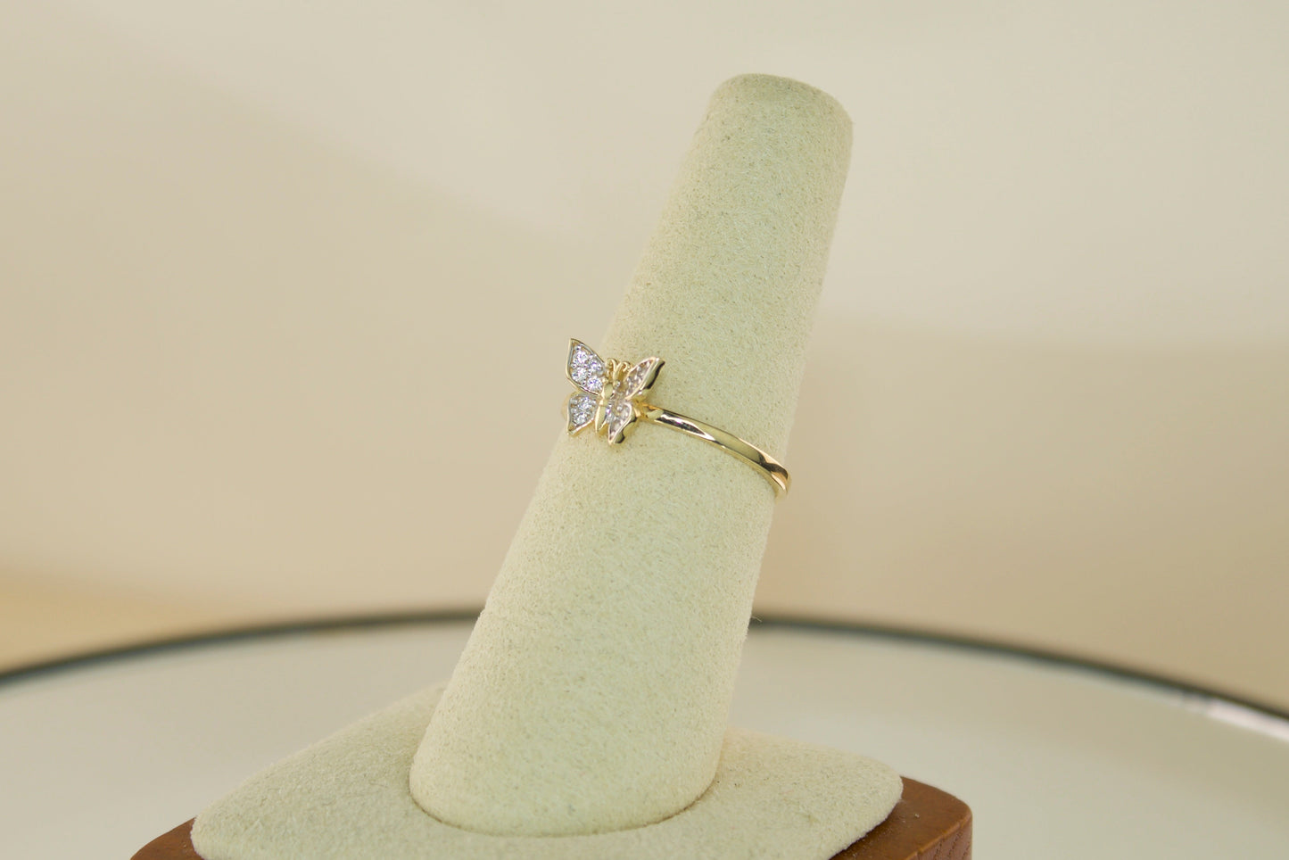 14K Butterfly Ring with CZ Accents | Size 7