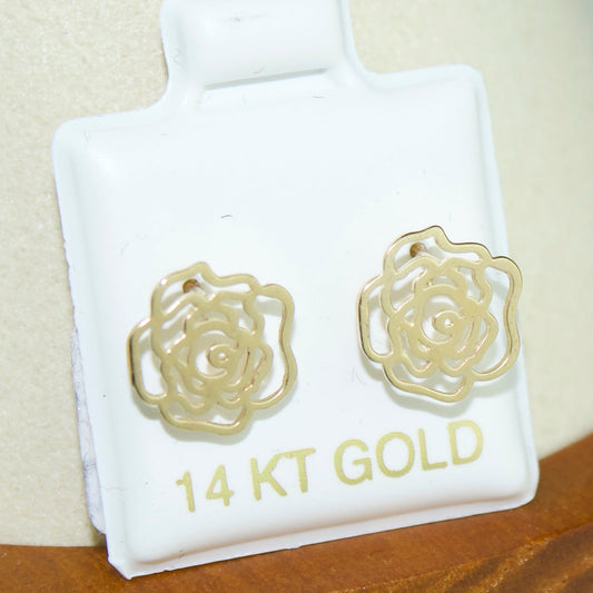 Rose Stud Earrings | 14K