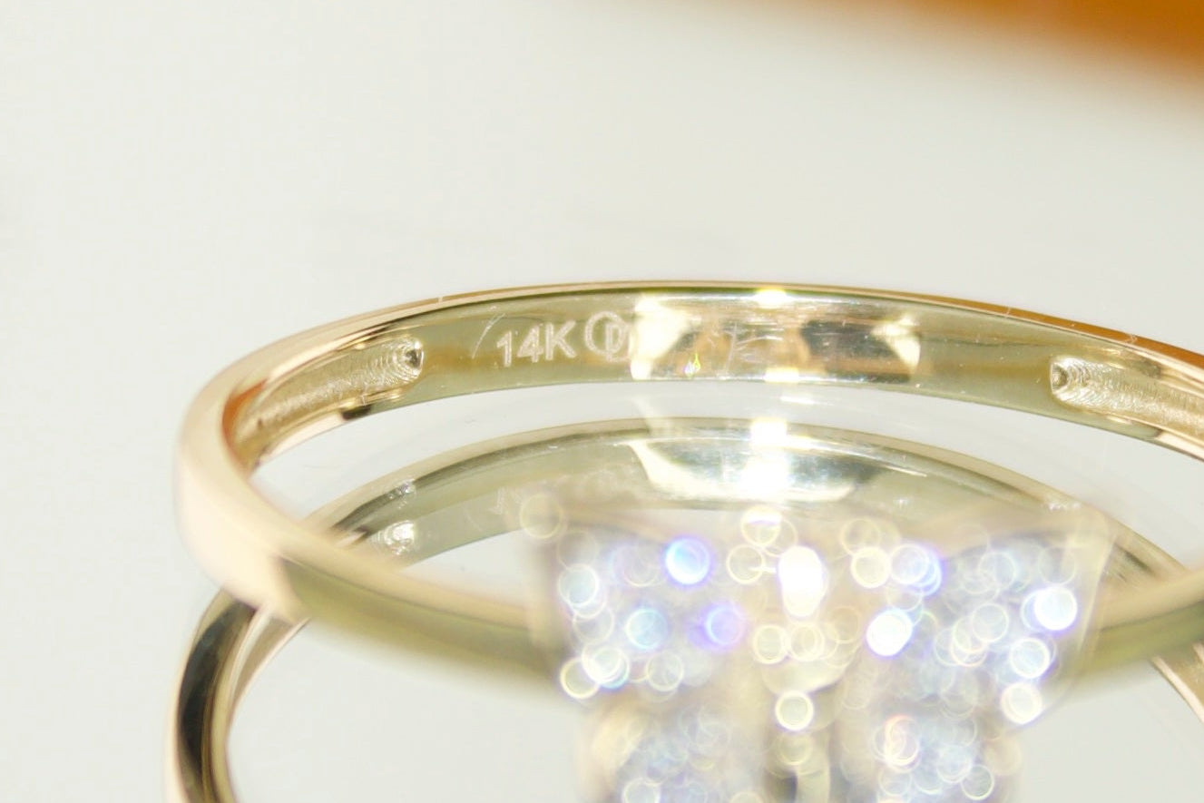 14K Butterfly Ring with CZ Accents | Size 7