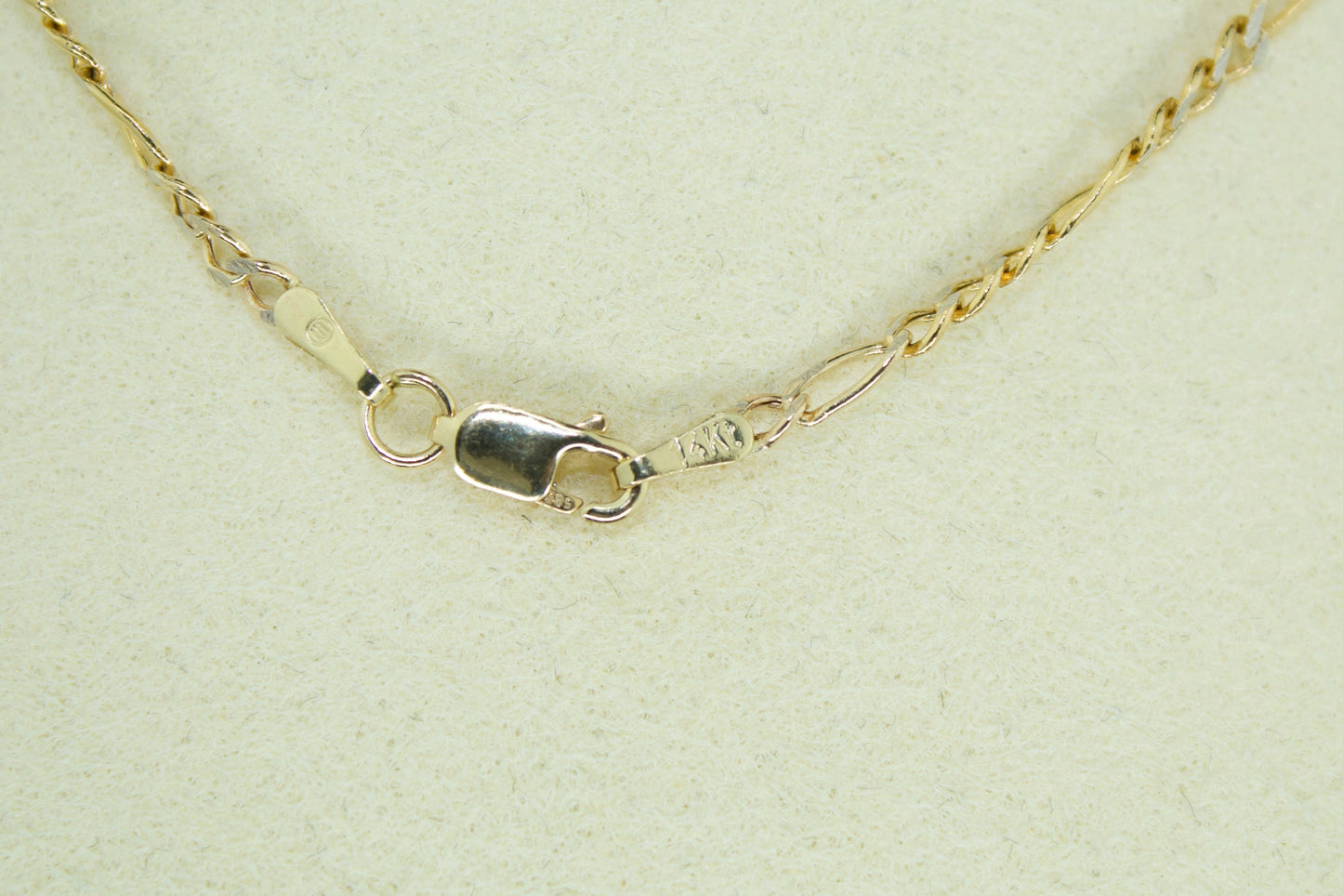 14K Two Tone Diamond Cut Figaro Chain | Semi Hollow | 22 Inch