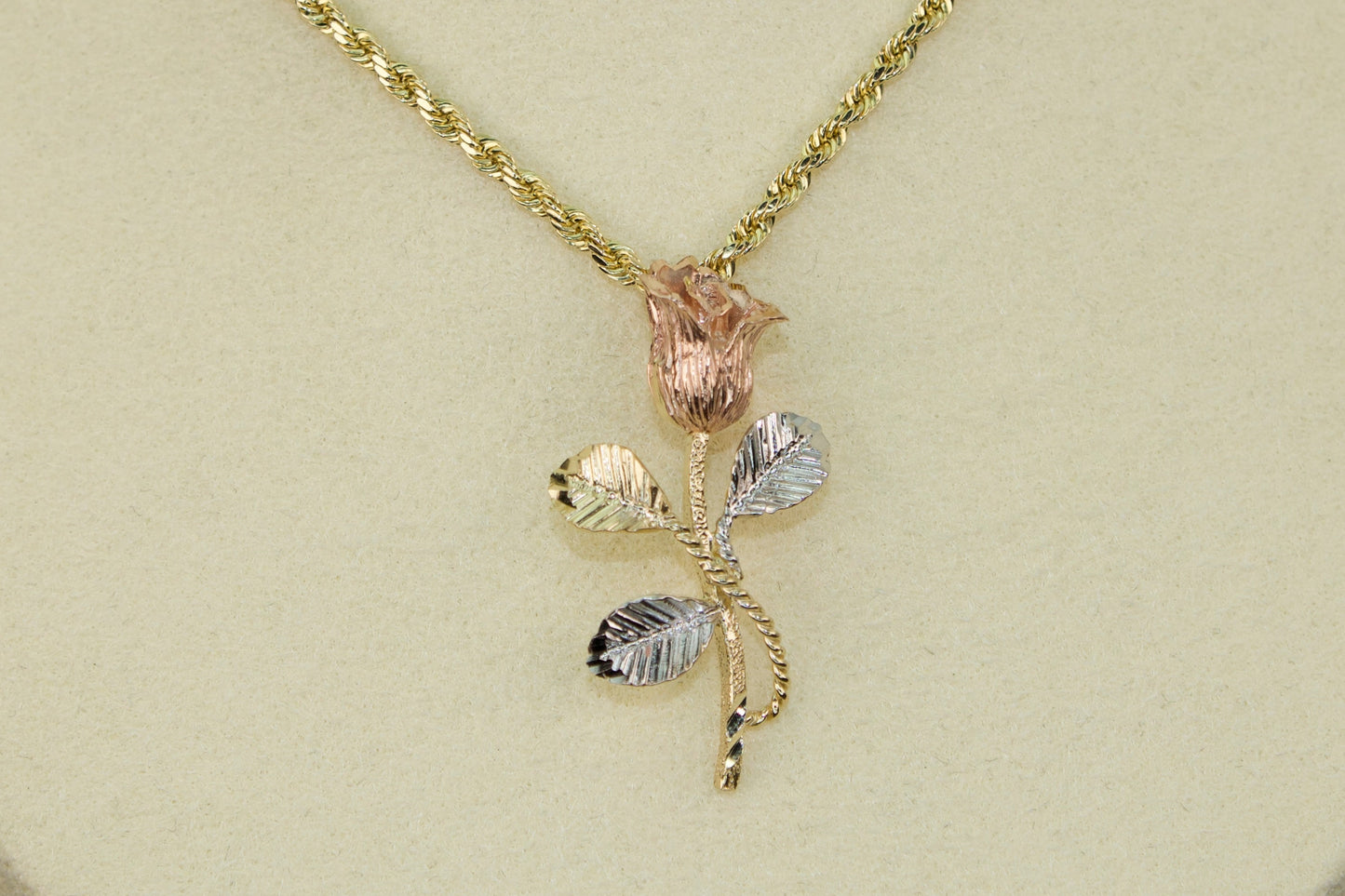 3D Eternal Rose Pendant Large | 14K Three Tone