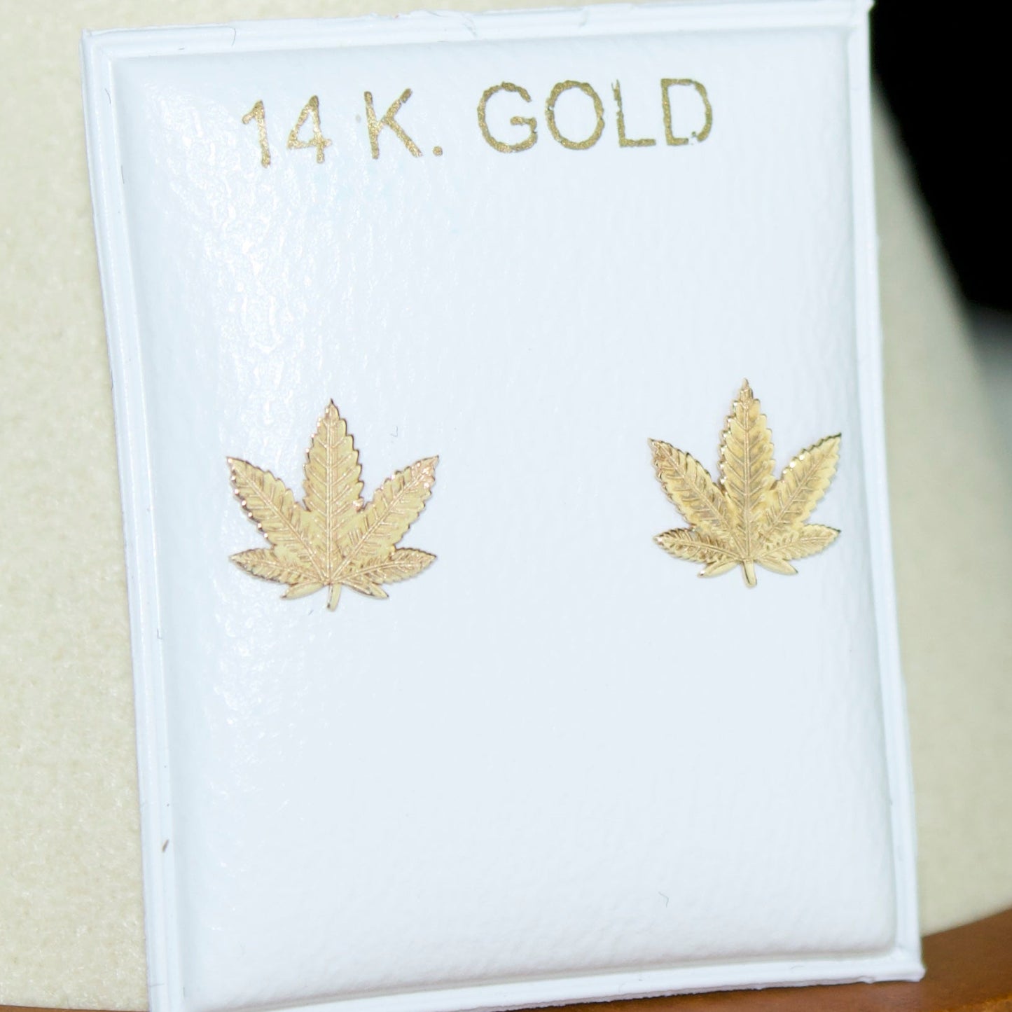 Cannabis Leaf Stud Earrings | 14K | Screw Back