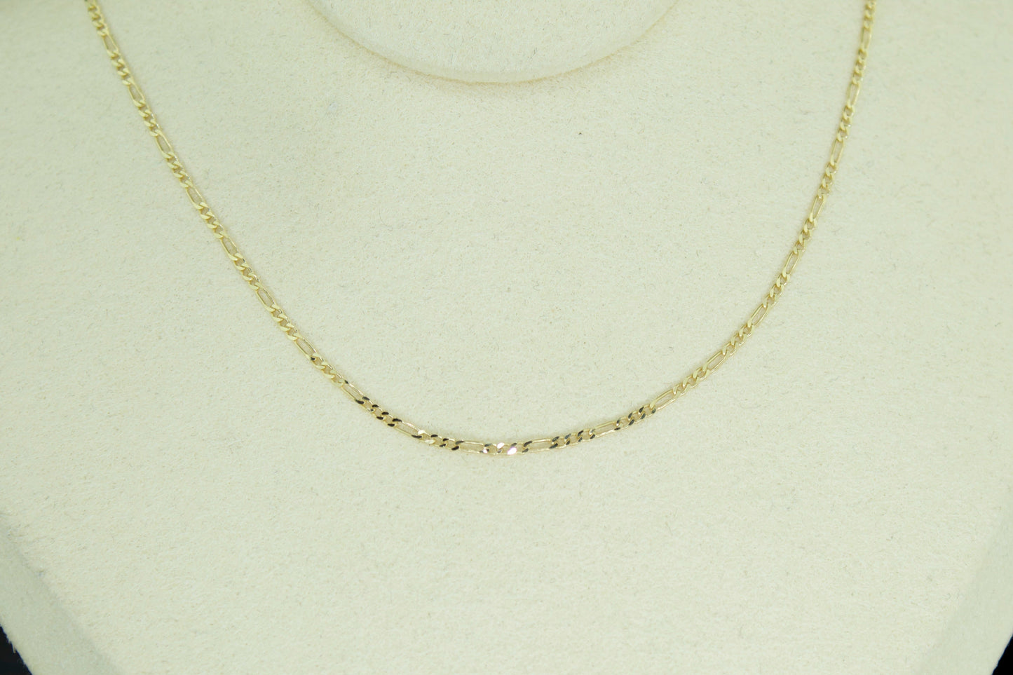 14K Diamond Cut Figaro Chain | 1.4mm | Solid | 16 Inch | Kids Size