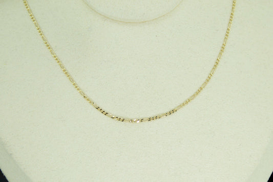 14K Diamond Cut Figaro Chain | 1.4mm | Solid | 16 Inch | Kids Size
