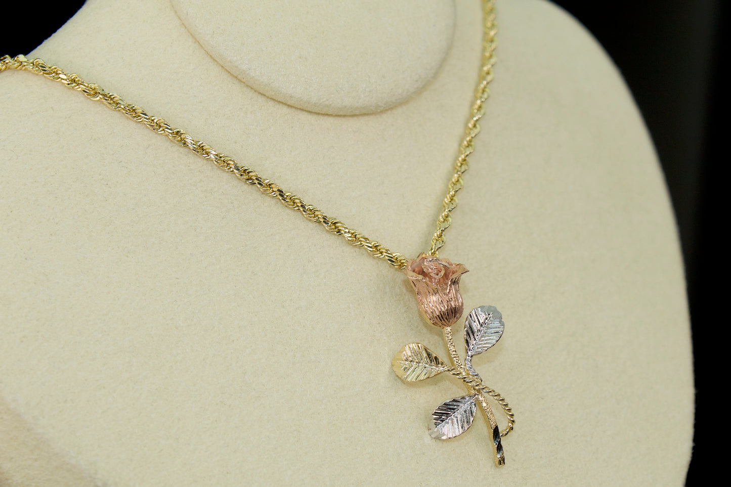 3D Eternal Rose Pendant Large | 14K Three Tone