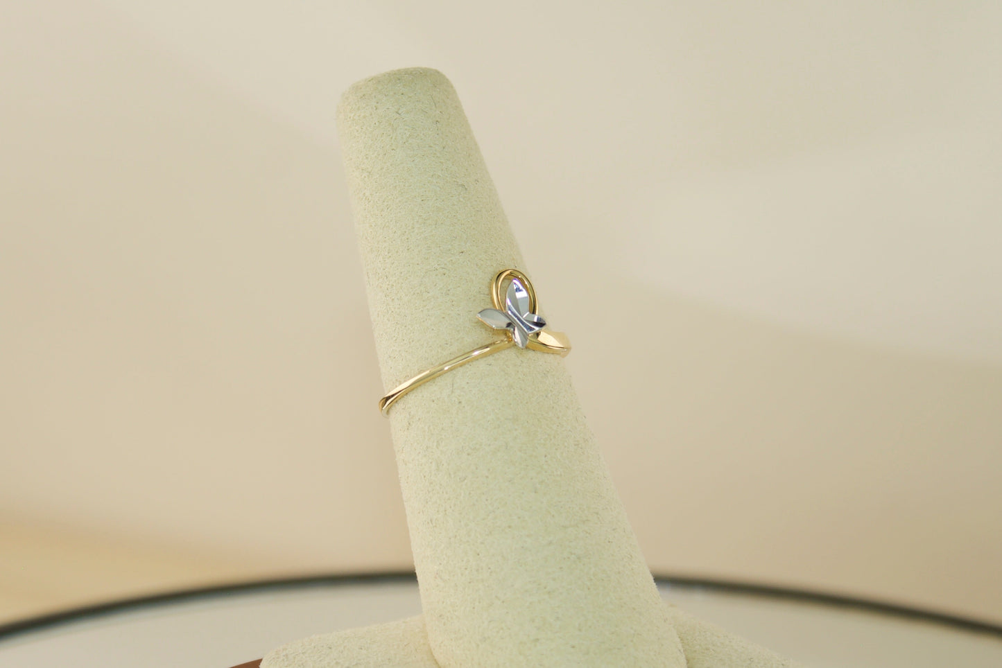 14K Two Tone Butterfly Bow Ring | Size 7