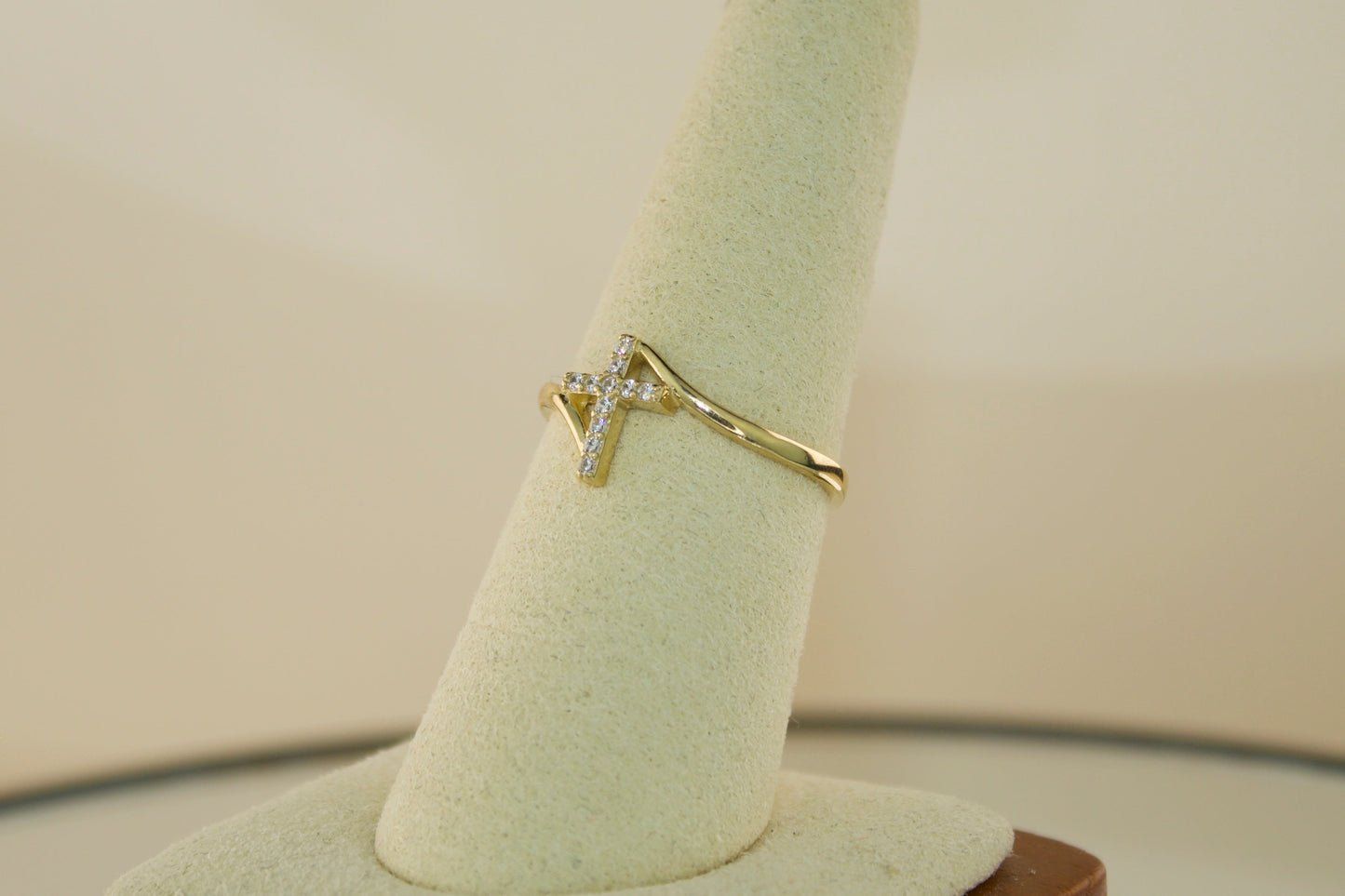 Cross Ring with CZ Accents | Solid 10K | Size 7.5