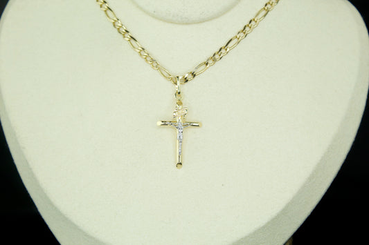 14K Handcrafted Crucifix Pendant – Two Tone