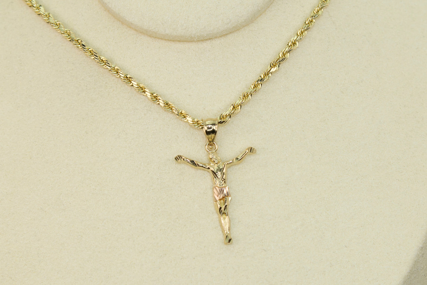 14K Three Tone Jesus Crucifix Pendant