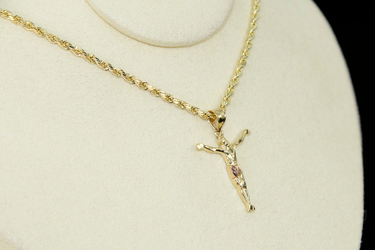 14K Three Tone Jesus Crucifix Pendant