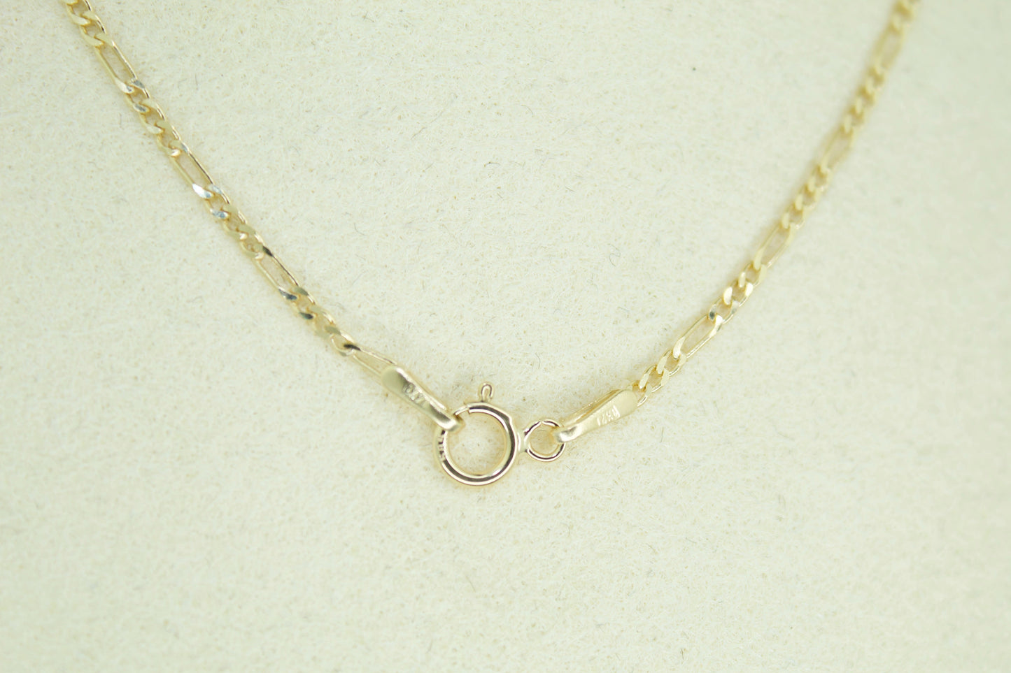 14K Diamond Cut Figaro Chain | 1.4mm | Solid | 16 Inch | Kids Size