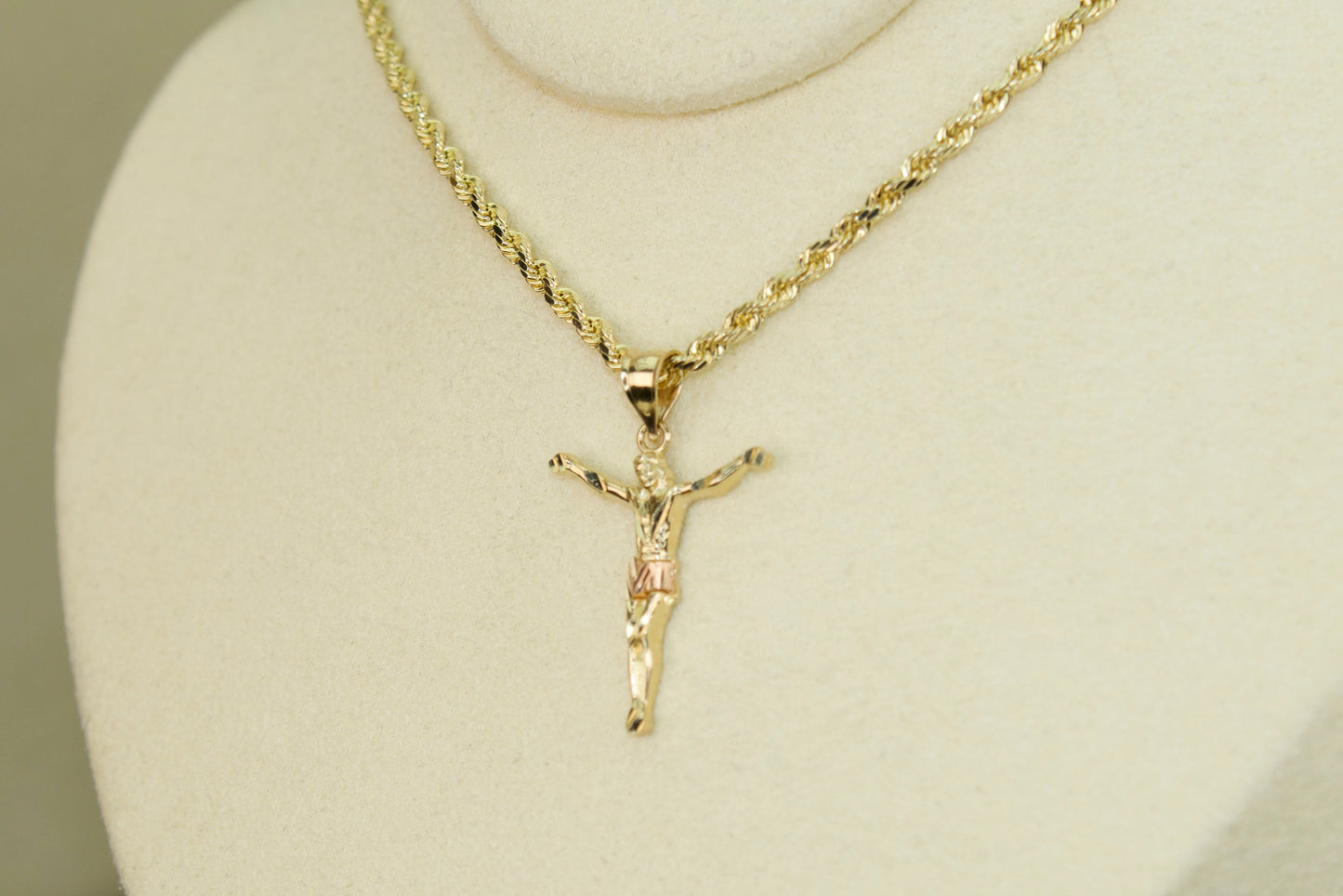 14K Three Tone Jesus Crucifix Pendant