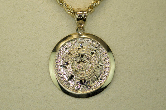 14K Aztec Calendar Gold Pendant