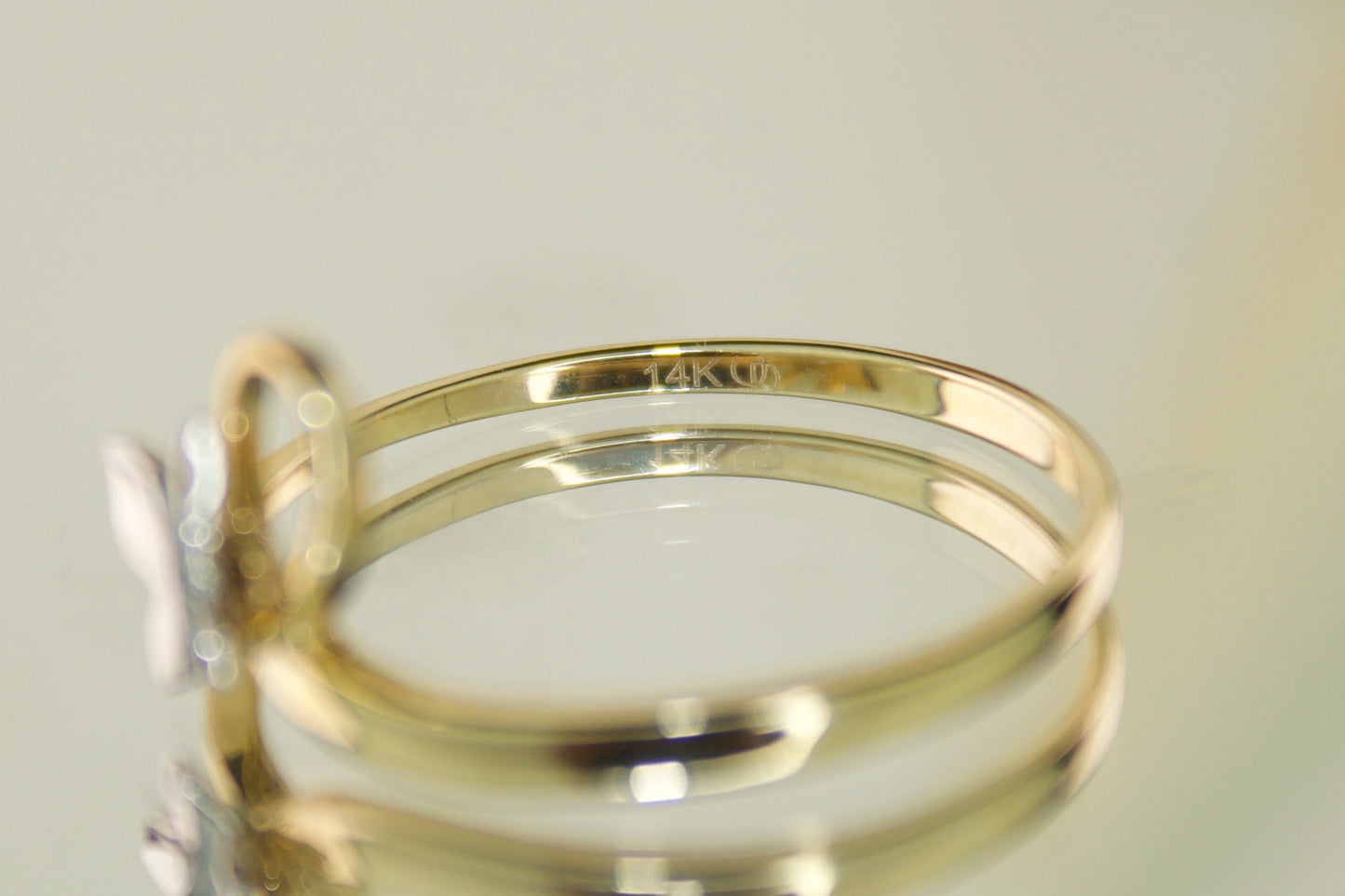 14K Two Tone Butterfly Bow Ring | Size 7