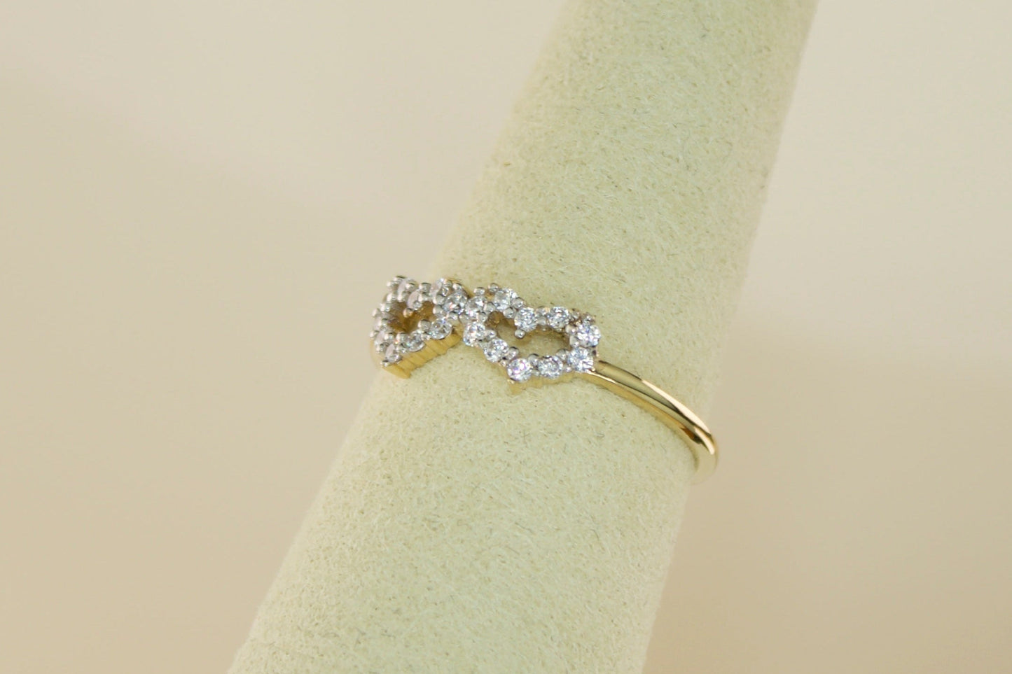 14K Double Heart Ring with CZ Accents | Size 7