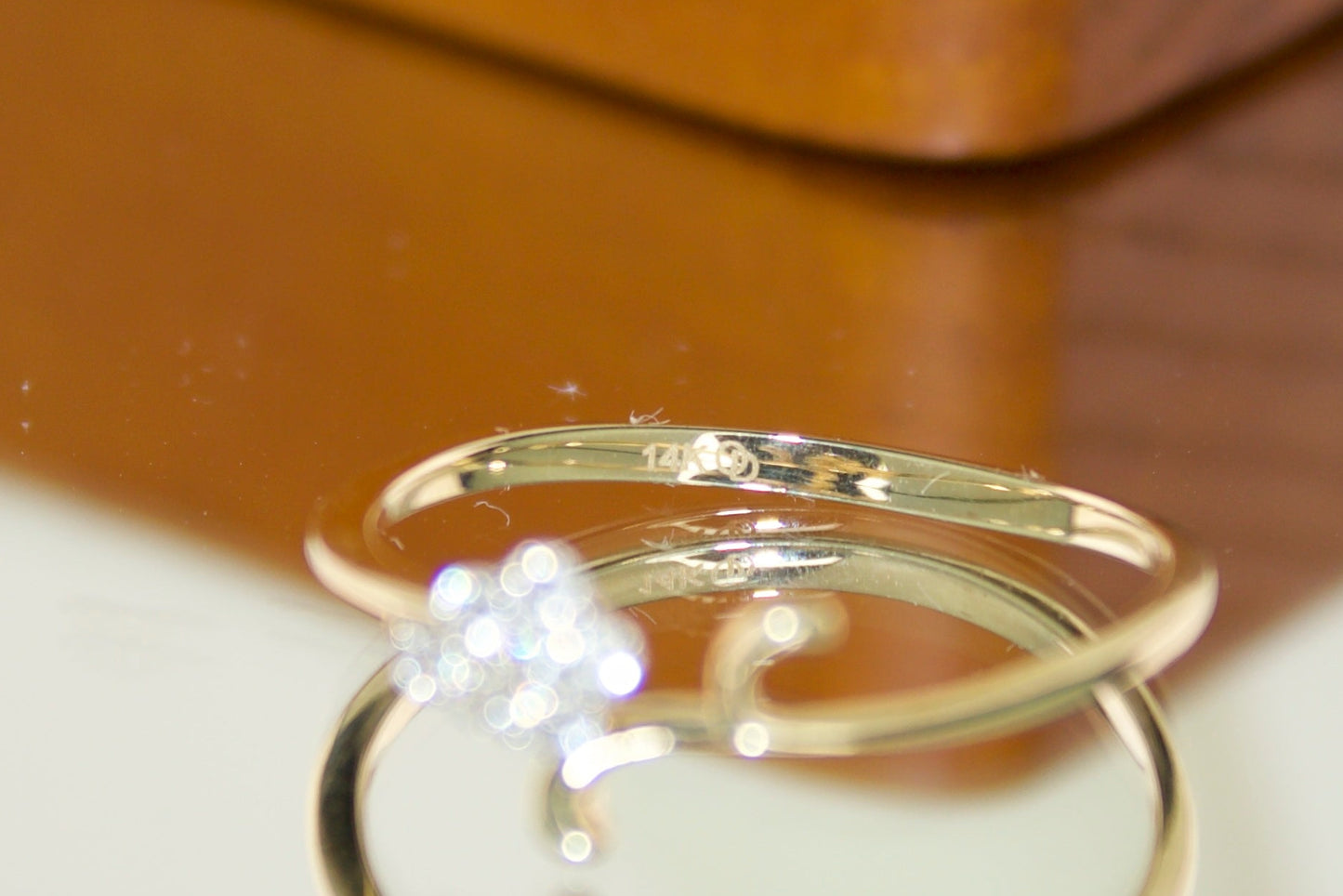 14K Flower Ring with CZ Accents | Size 7