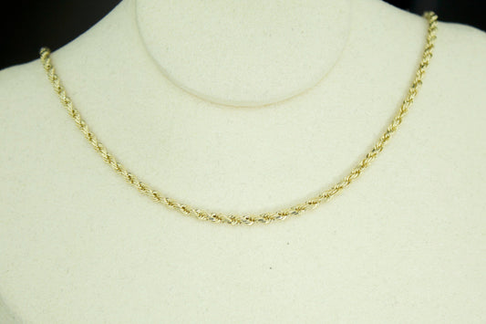 20" Diamond Cut Rope Chain | 10K | Hollow | 2.5mm