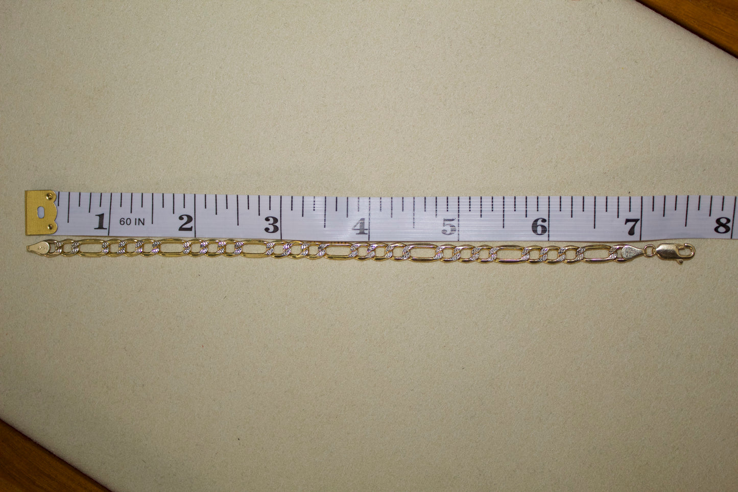 5mm Diamond Cut Figaro Bracelet | 14K Semi Hollow | Two Tone