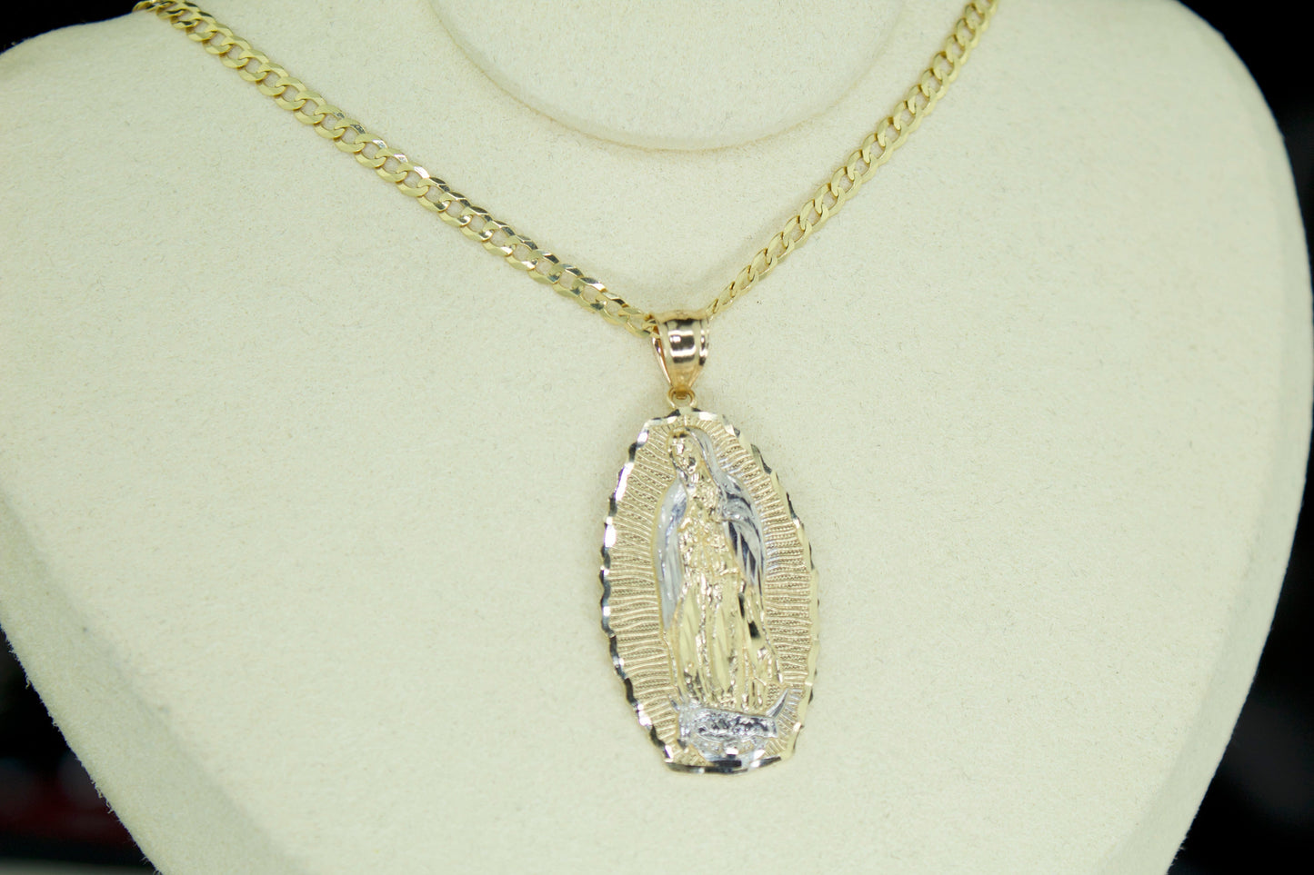 2 Tone Virgen De Guadalupe Pendant | 14K | Diamond Cut | Set Options Available