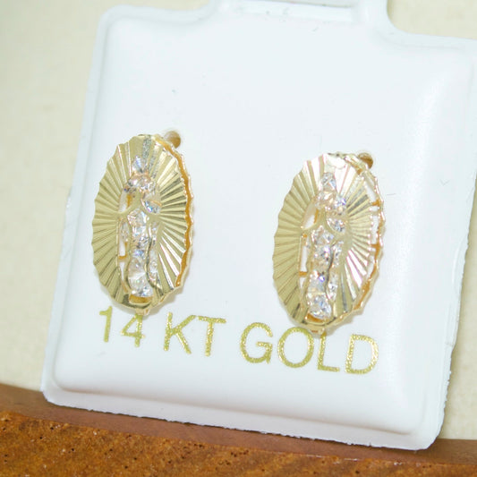 Virgencita Oval Stud Earrings | 14K