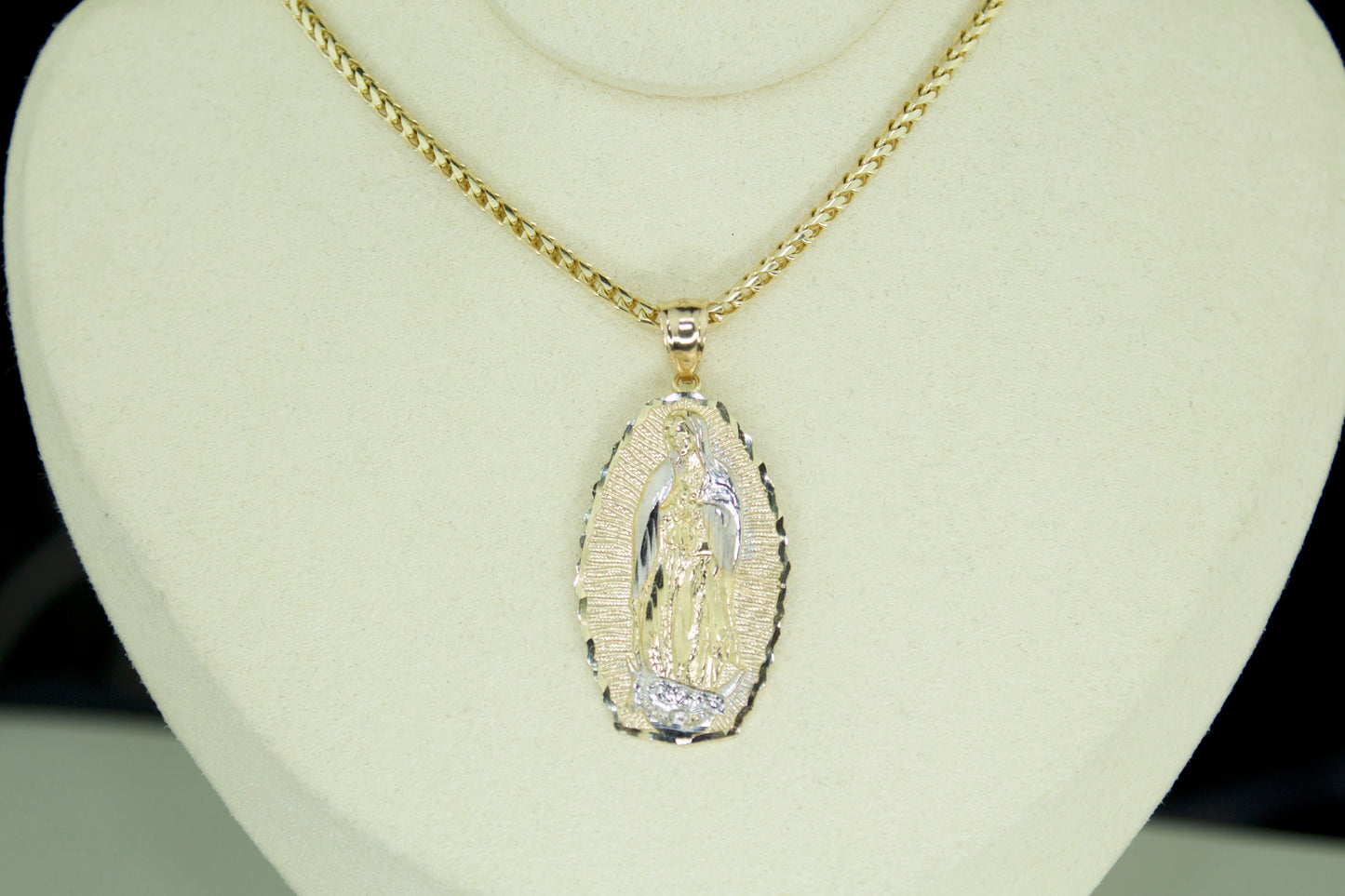 2 Tone Virgen De Guadalupe Pendant | 14K | Diamond Cut | Set Options Available