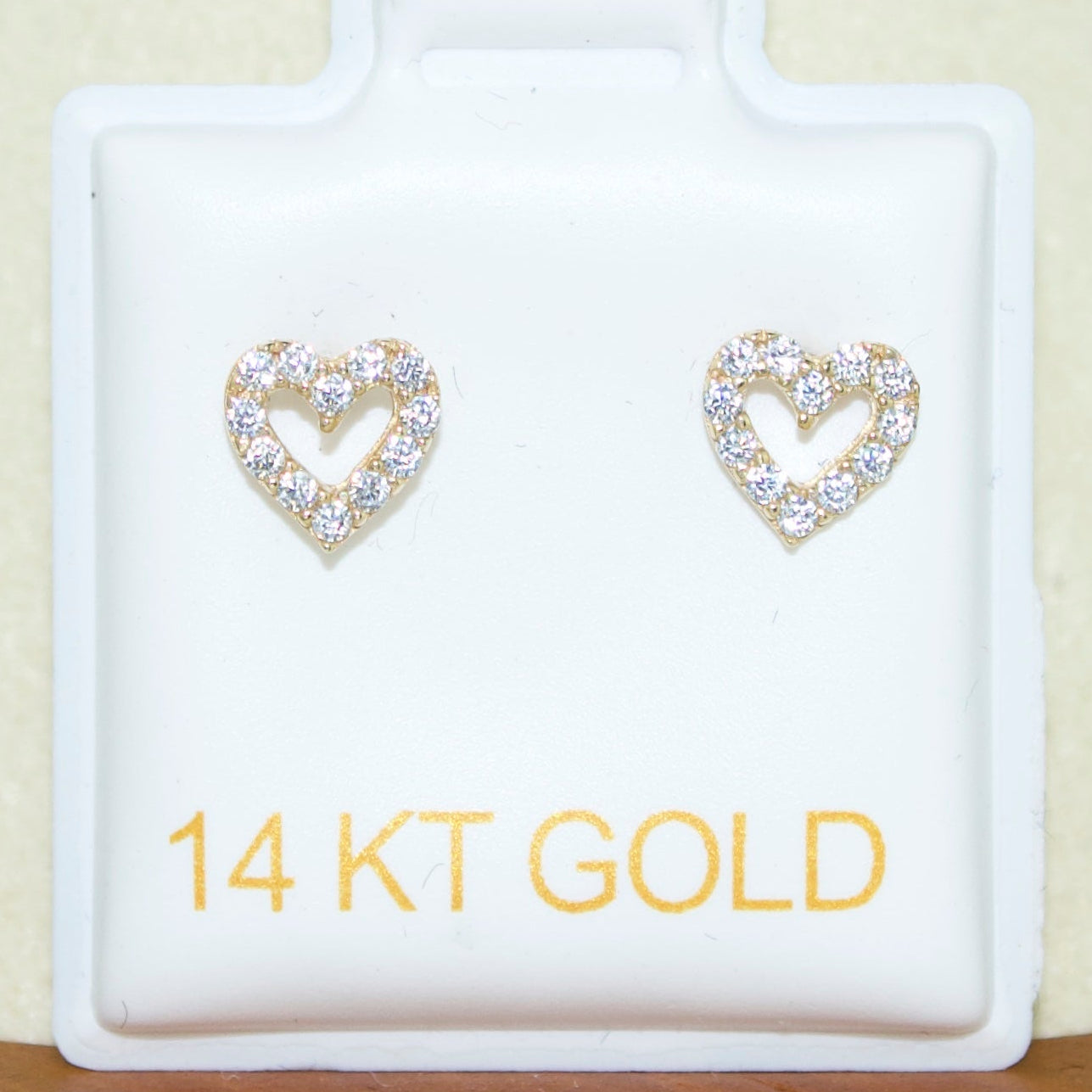 Heart CZ Stud Earrings | 14K