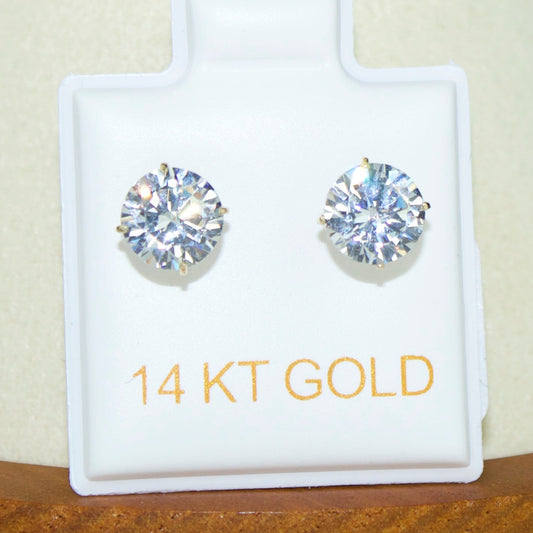 Round CZ Studs | 14K | Screw Back