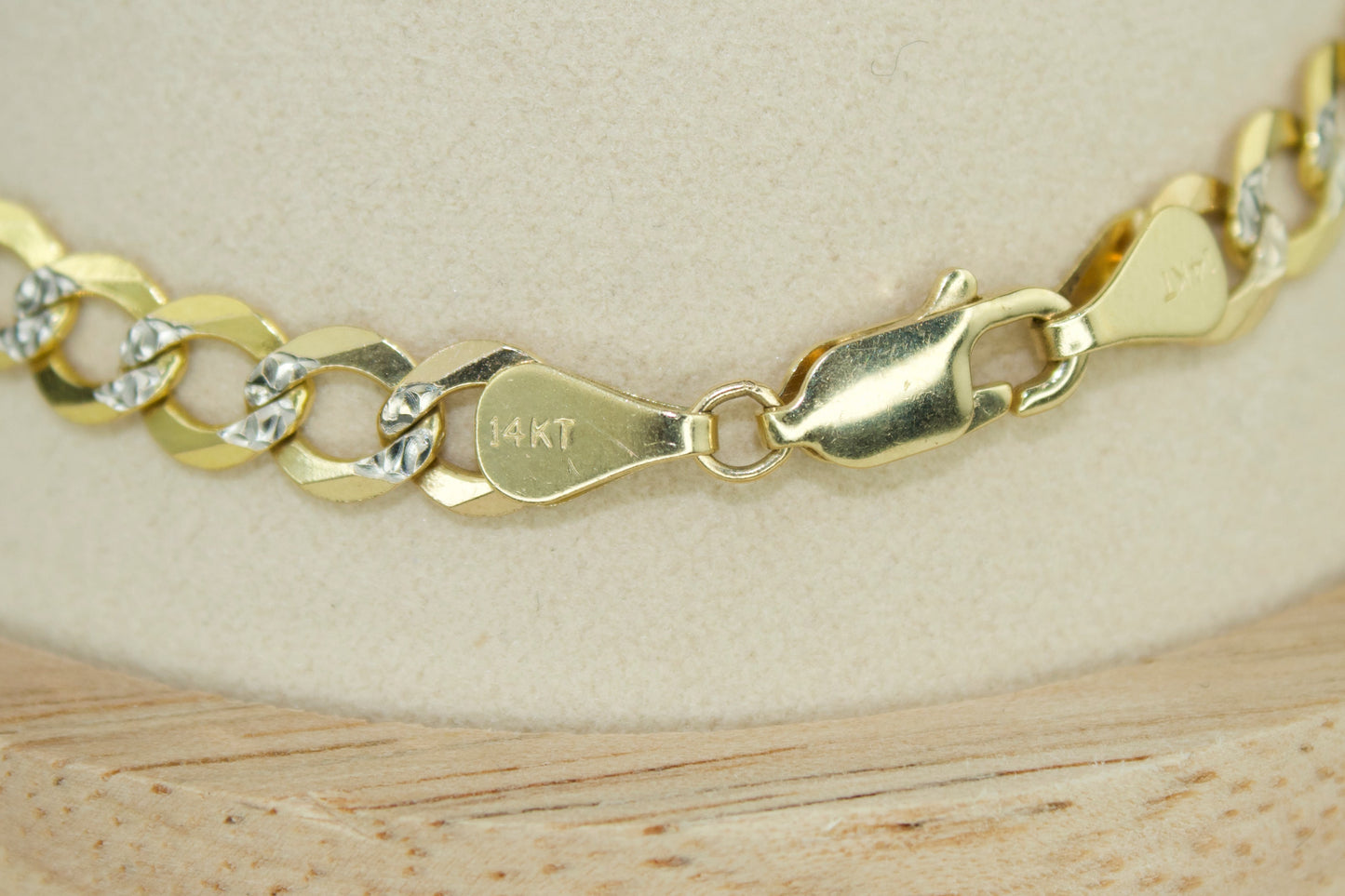 Solid 14K Two-Tone Cuban Link Bracelet 5.7mm Wide | 8” Long