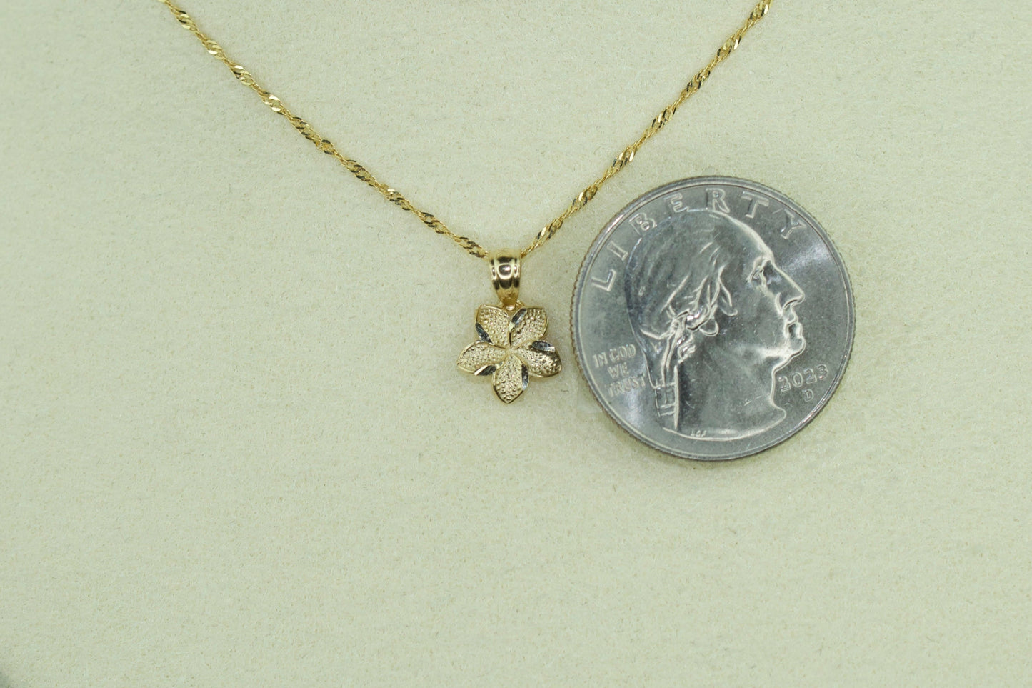 14K Eternal Hibiscus Set with Singapore Chain 18 Inch or 20 Inch