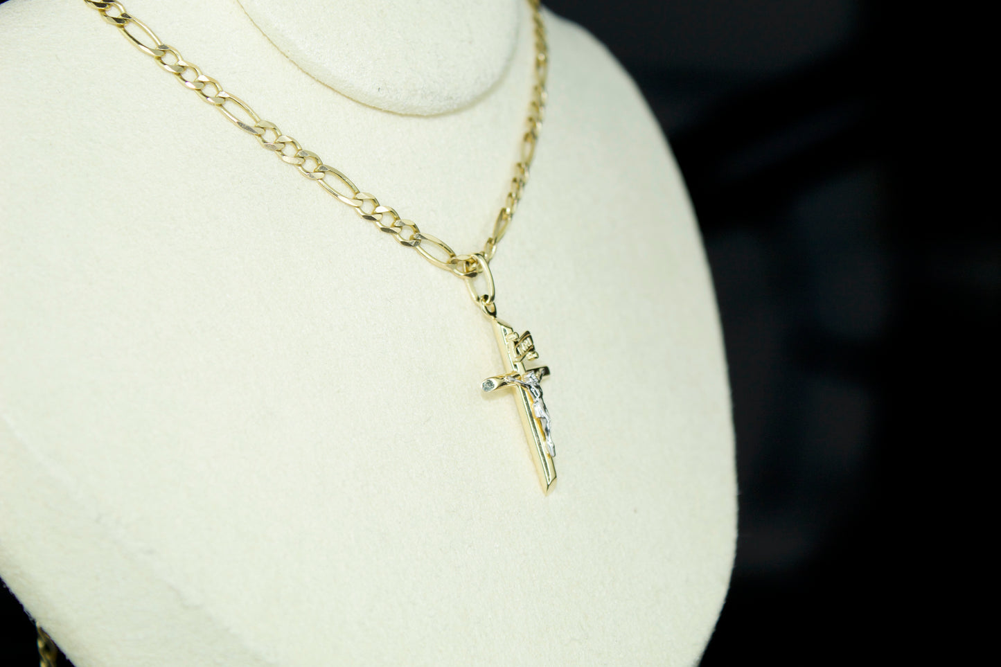 14K Handcrafted Crucifix Pendant – Two Tone